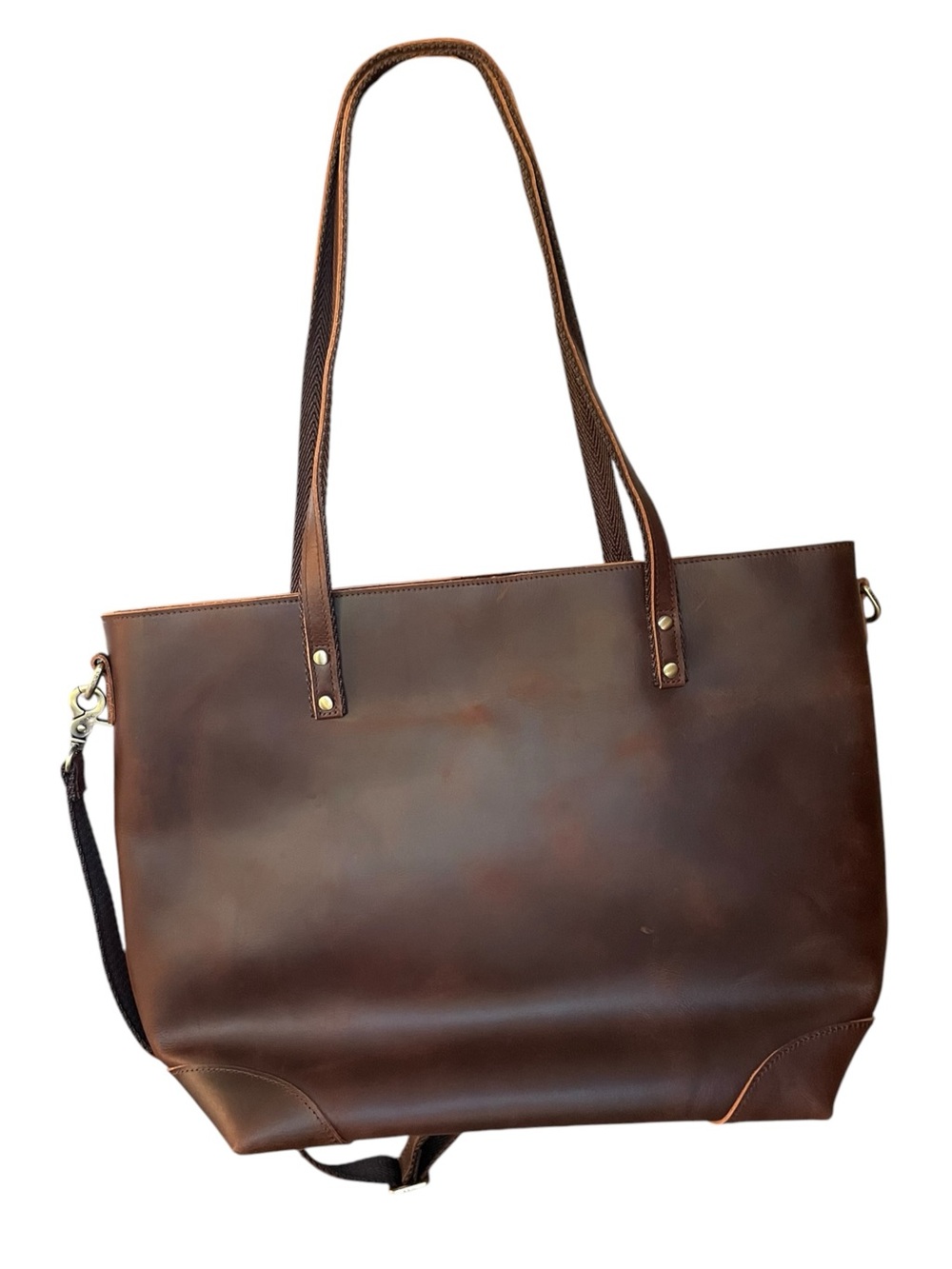 S-ZONE Dark Brown Vintage Genuine Leather Shoulder Bag Large Work Tote - Picture 3 of 13